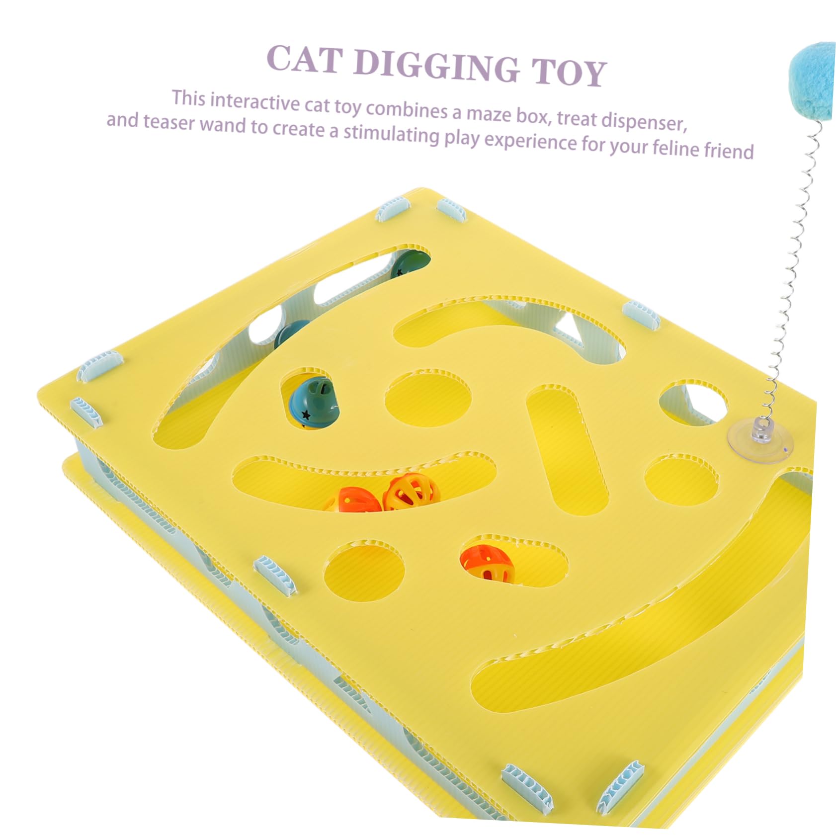 Yardwe Gioco Interattivo per Gatti Scatola Labirinto in Plastico, Strumento di Intrattenimento Multiuso Campanello e Indoor Stimolante e Arricchimento