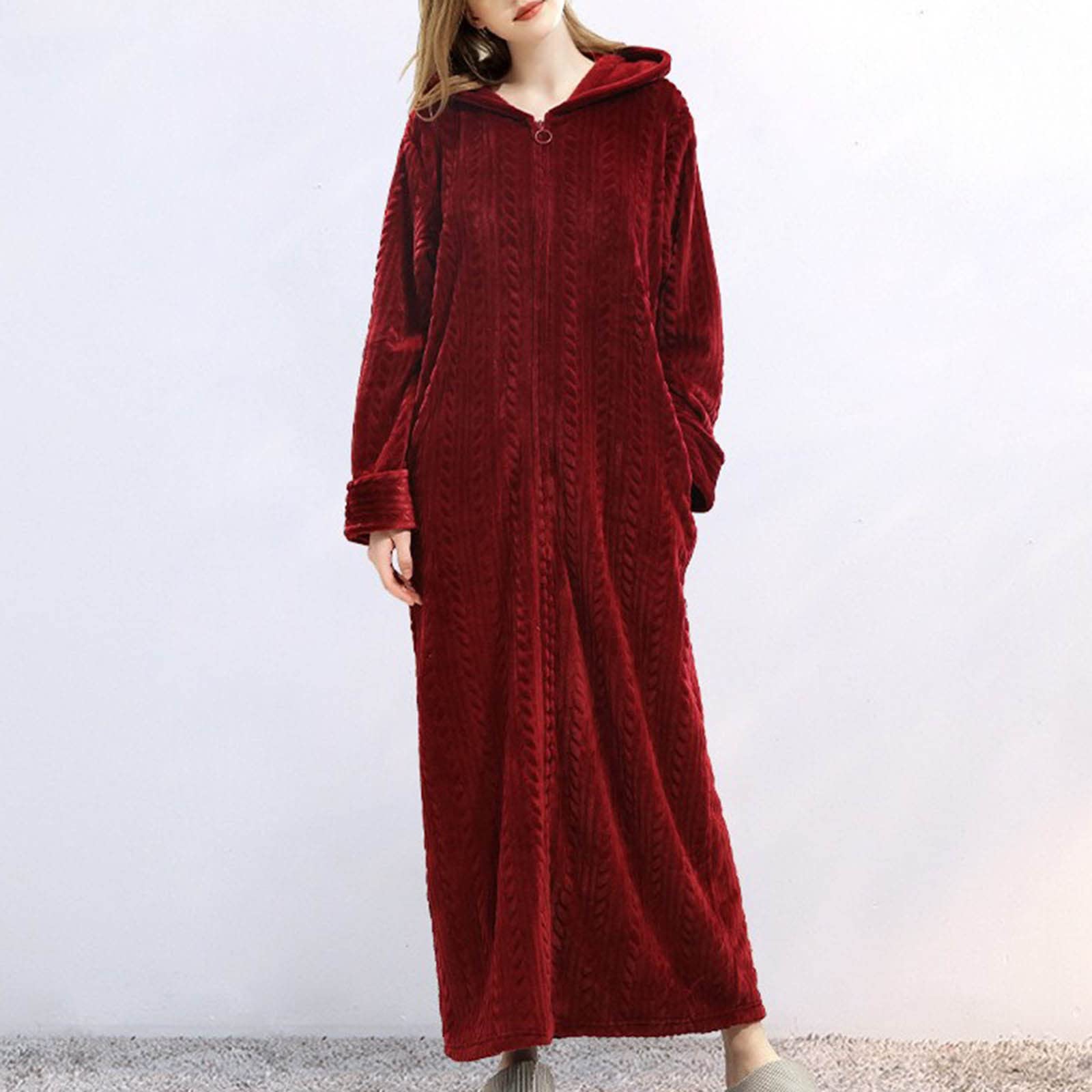 Albornoz Mujer Ducha - Pijama de Mujer de Franela Abrigada Confortable Túnica Larga para Invierno Cálido y Material Diseño Elegante