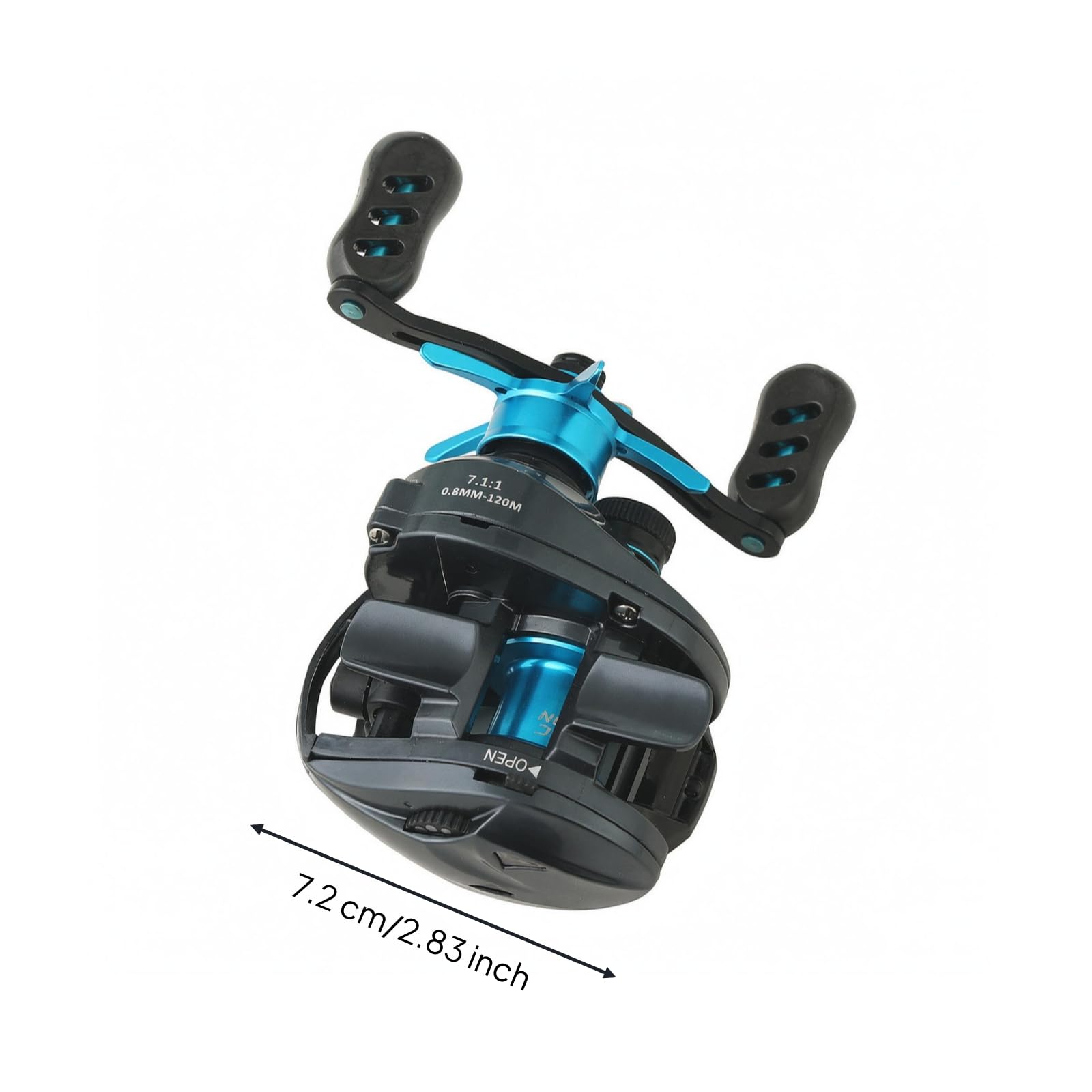 Carrete de Pesca Carrete Bobina Mango Freno con Control Lateral de Ajuste Forma Redondeada Estilizada Estructura Ligera y Estable Diseño Cómodo para