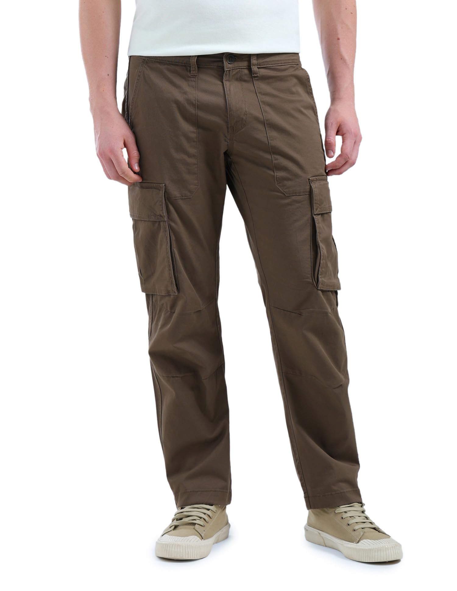 flying machine Men's Relaxed Fit Cargo| Solid | Mid Rise | Cargos for Man-picture-16