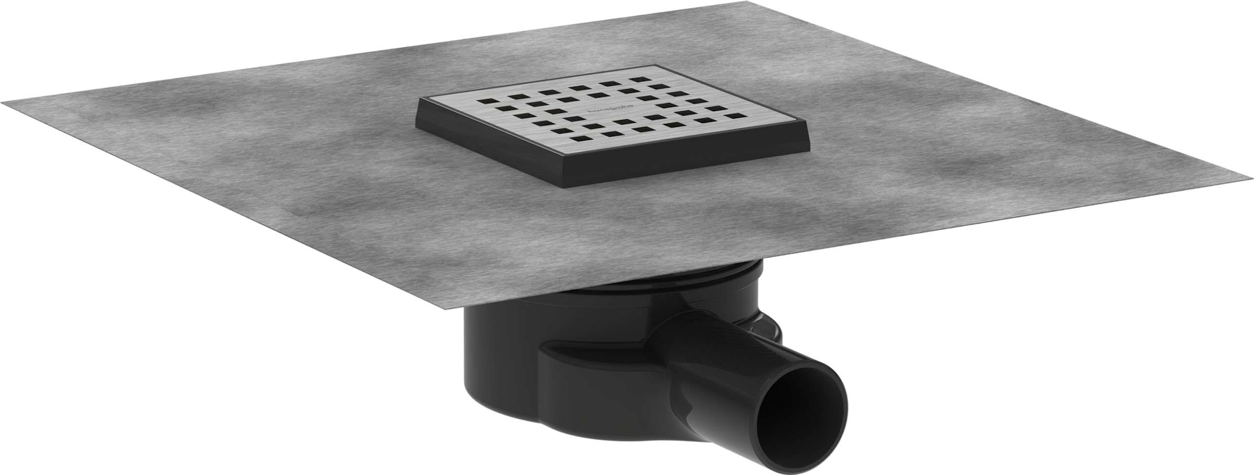hansgrohe RainDrain Point - kompletny odpływ punktowy, kwadratowy odpływ prysznicowy 10 x 10 cm, odpływem prysznicowym, ruszt ozdobny, stal szlachetna szczotkowana