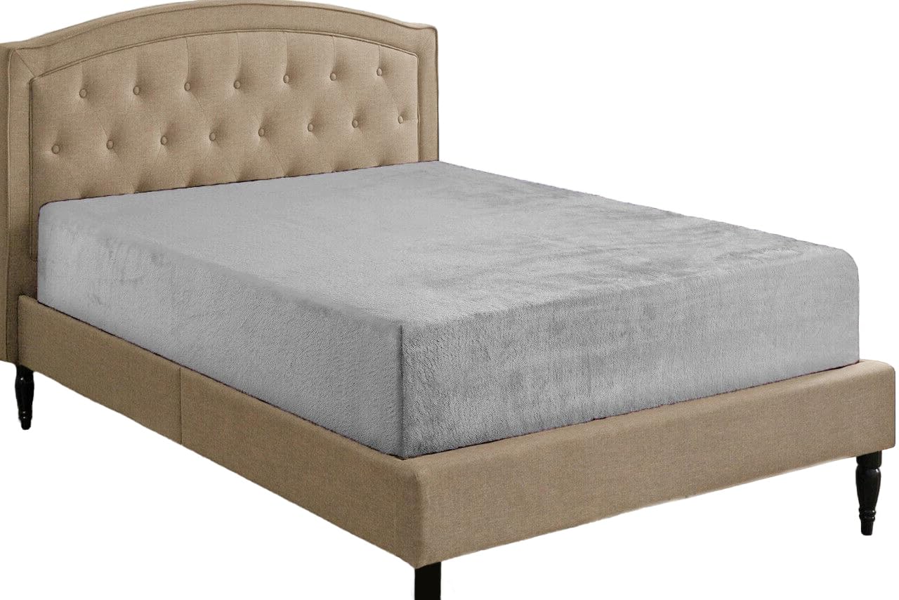 Teddy Fleece Fitted Sheet Extra Deep 30cm Deep Snugly Fit Around Your Mattress Soft & Cosy Warm Plush Fitted Bed Sheets (Silver, King)
