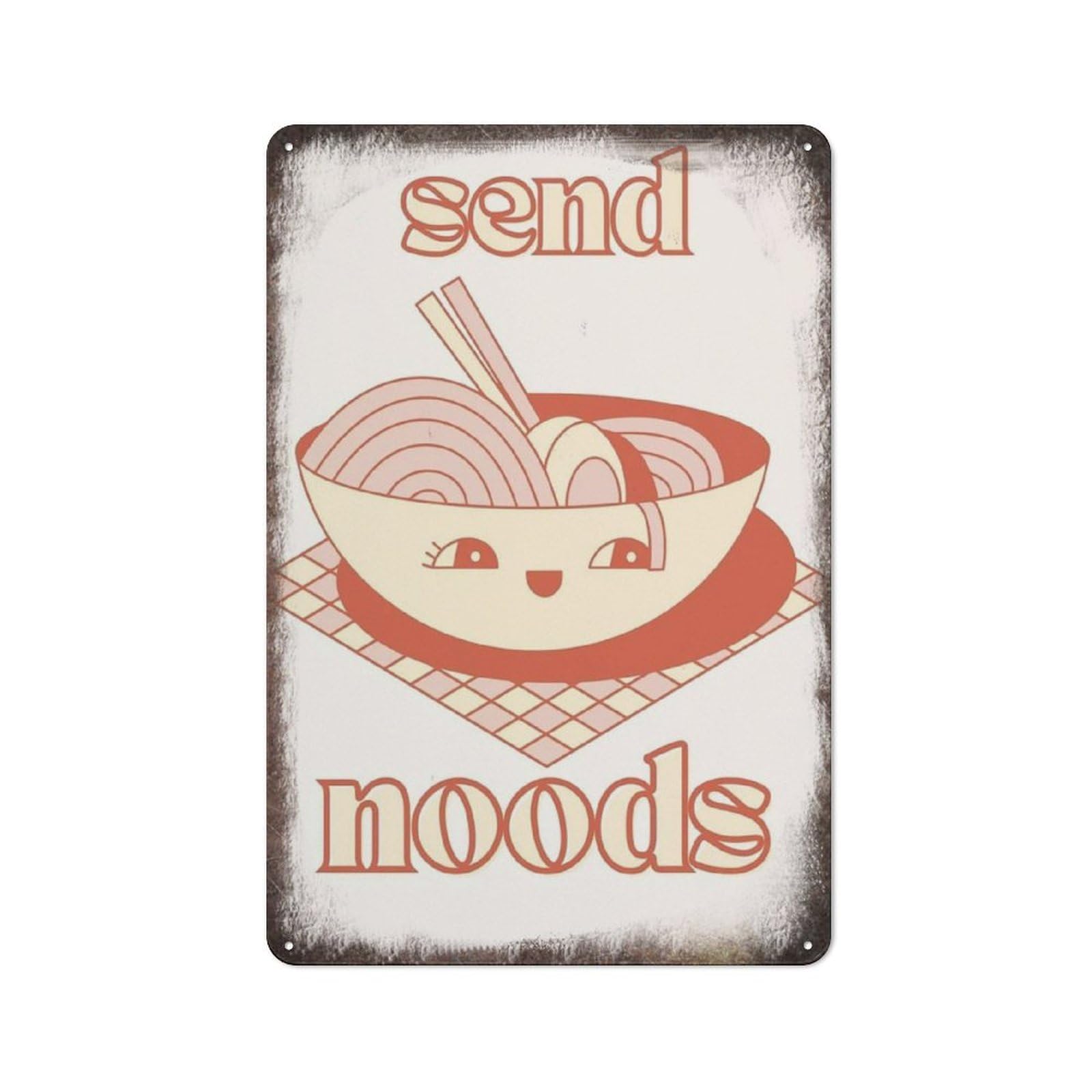 FJQWKLF Send Noods Noodle Food Trendy Retro Wall Poster Art Decor Metal Tin Sign Garage Bar Courtyard Decor 8x12 inch