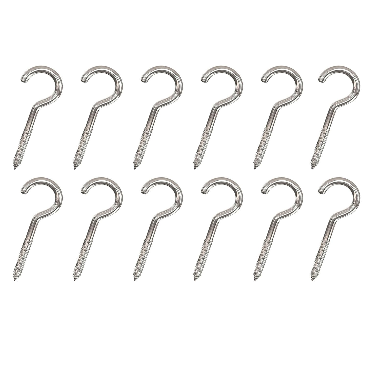 12 Pezzi Ganci a Vite con Anello Aperto da 2.2 pollice/55mm, Ganci a Vite per Soffitto Nichelati, per Pareti Interni ed Esterni, per Appendere Piante, Tazze, Mensole per Cucina