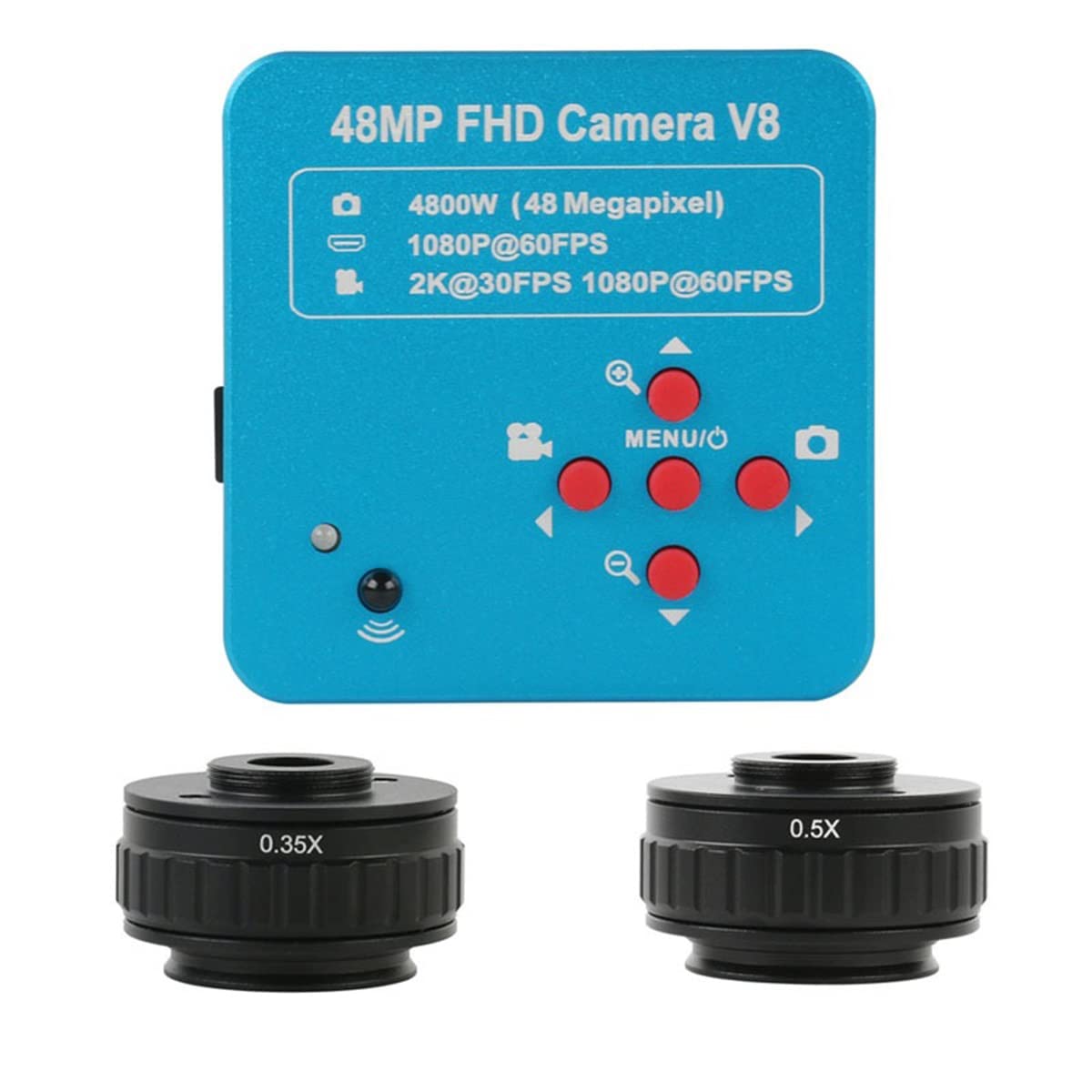 Cámara de microscopio digital 2K 48MP USB con adaptador para microscopio estéreo trinocular 6