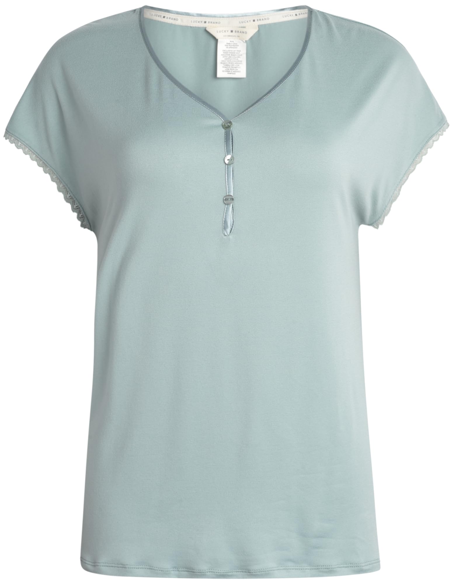 Lucky Brand Conjunto de pijama para mujer, camiseta de dormir Henley de 2 piezas y pantalones de descanso, ropa de dormir suave y sedosa para mujer