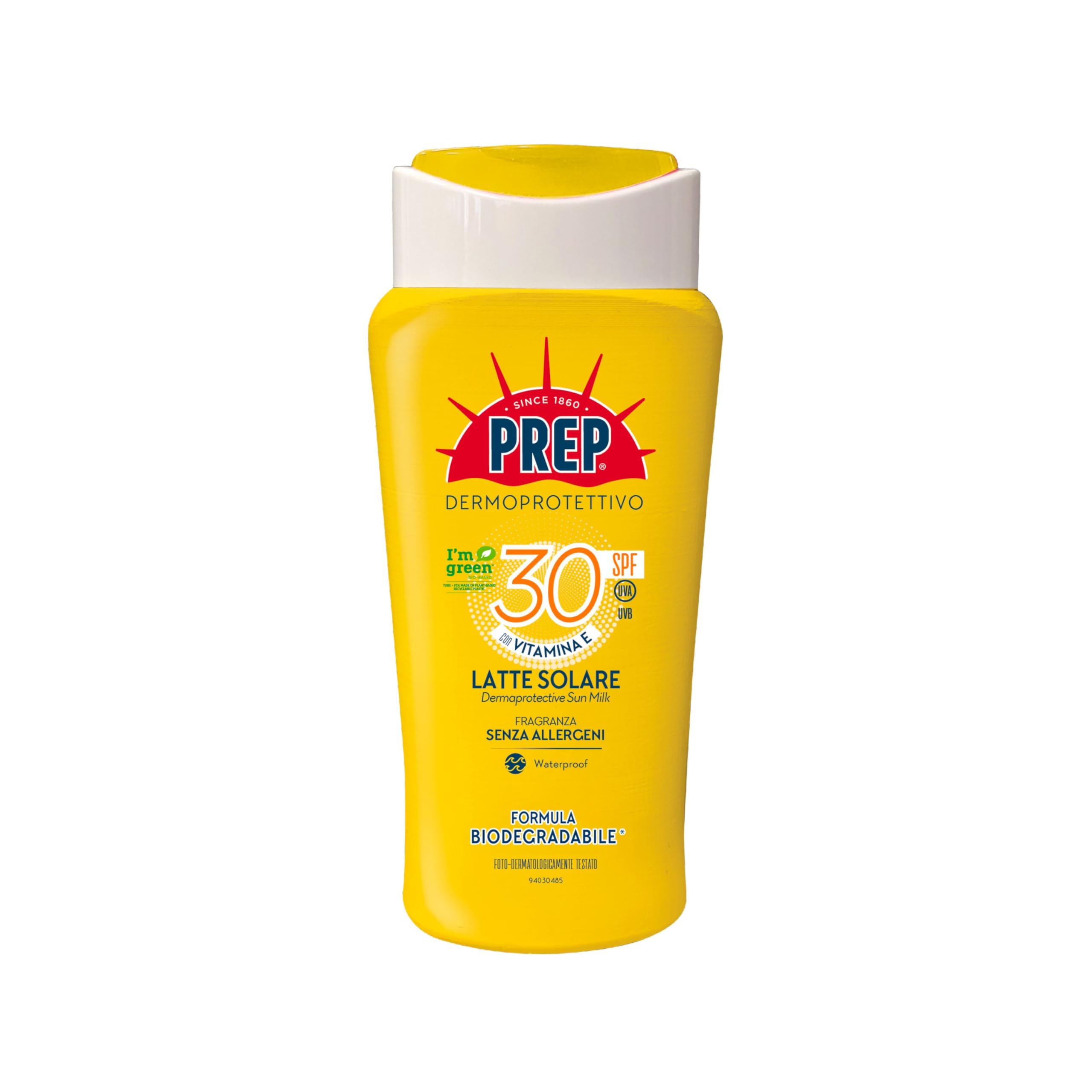 PREP Latte Solare Dermoprotettivo SPF 30, Protezione Solare Raggi UVA e UVB, 200ml