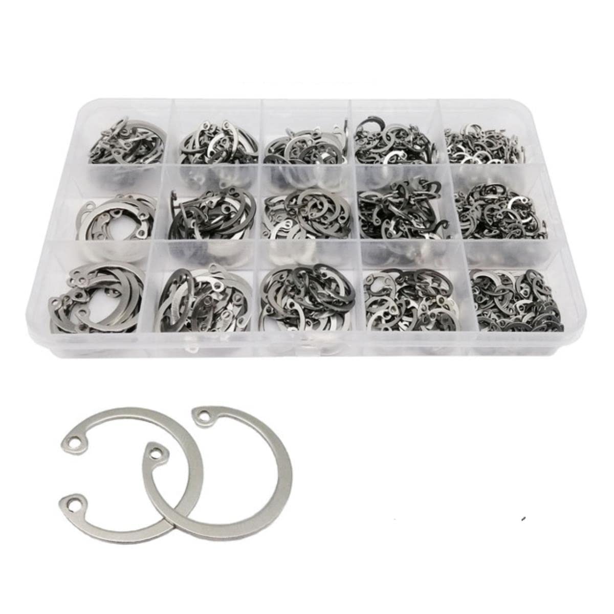 Lot De 250 Circlips (anneaux De Retenue) Acier Noir - Du M8 Au M20 - Neuf En Boîte
