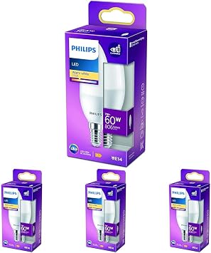Philips LED 60W B38 E14 Mum Tipi Sarı Işık Dim Edilmez Ampul 4lü paket