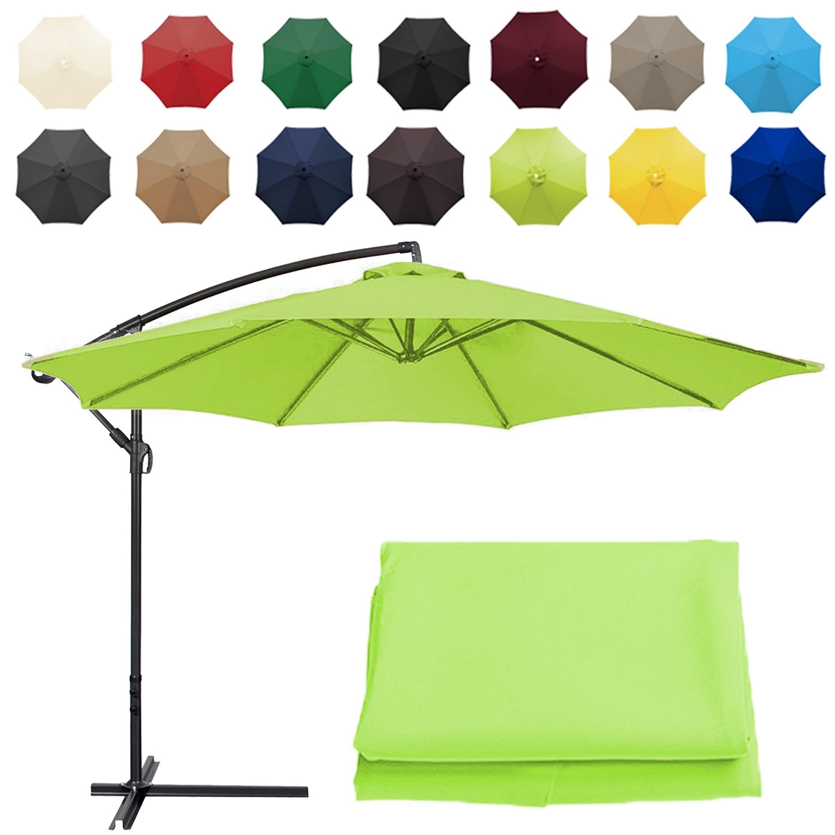 CMJYMX Replacement Parasol Canopy Sun Umbrella Replacement Cloth For 2m-6 Arms 2.7m-6 Arms 2.7m-8 Arms 3m-6 Arms 3m-8 Arms (Color : Grass green, Size : 8 ribs-3m(9.8ft))