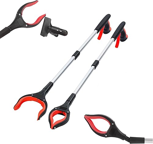 Herramienta de agarre de 32 pulgadas, paquete de 2 con fuerte agarre magnético, agarrador de basura giratorio de 360 con mandíbula antideslizante