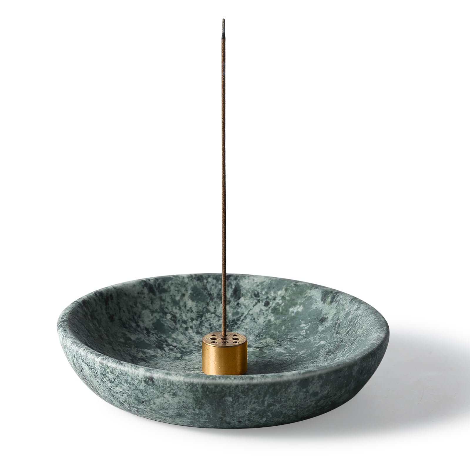 Porte-encens en marbre vert de 15,2 cm Koville pour bâtonnets et encens