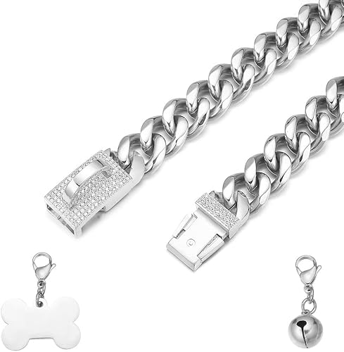 Miniatura 2 de collares de cadena para perro+etiqueta, campana