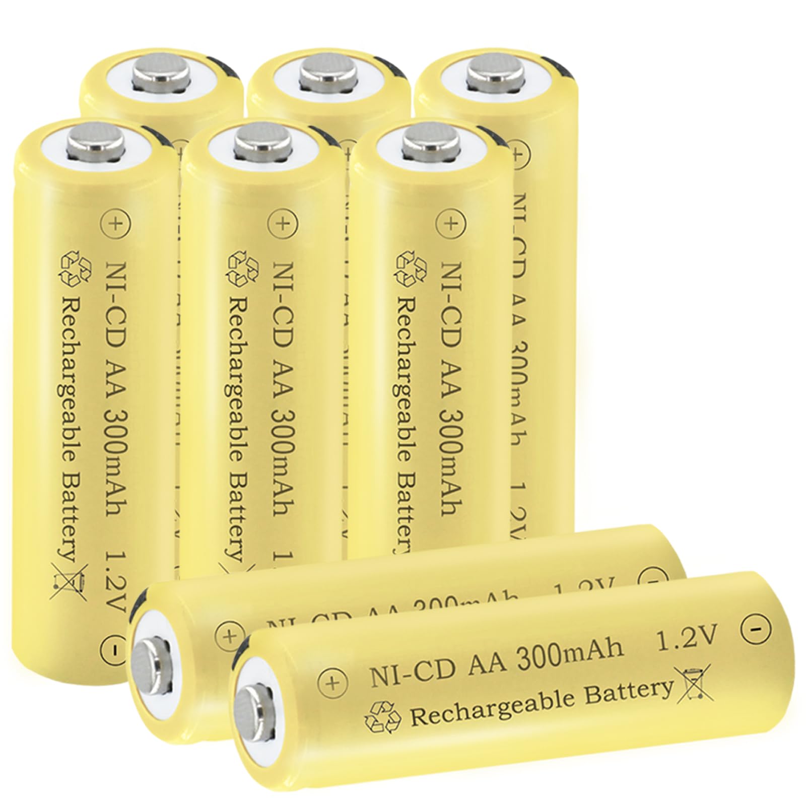 Teneyuuo 1.2 Volt AA 300mAh NI-CD Rechargeable Batteries for Outdoor Solar Decorative Lights, Candles Lights?8-Packs