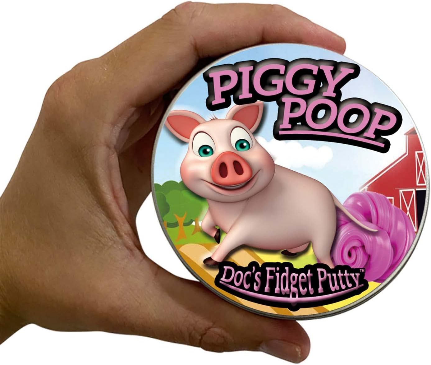 Piggy Poop Fidget Putty Stress Relief Therapy Dough Pink Therapeutic Toy in Metal Tin Funny Office, School, Home Tension Release Relaxation Putty