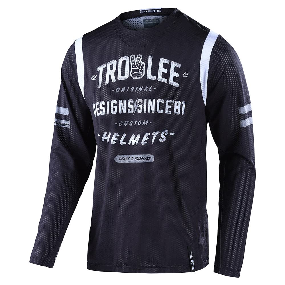 Troy Lee Designs GP Air Roll Out Jersey - Motocross Dirt Bike ATV Enduro Dual Sport Racing Off Road Ventilated Warm Weather Long Sleeve Riding Gear - Adult Mens (Black, SM)