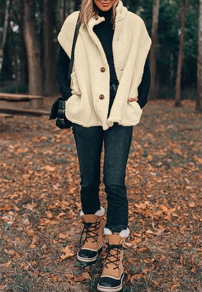 Hongqizo Women Cozy Sleeveless Sweater Vests with Pocke