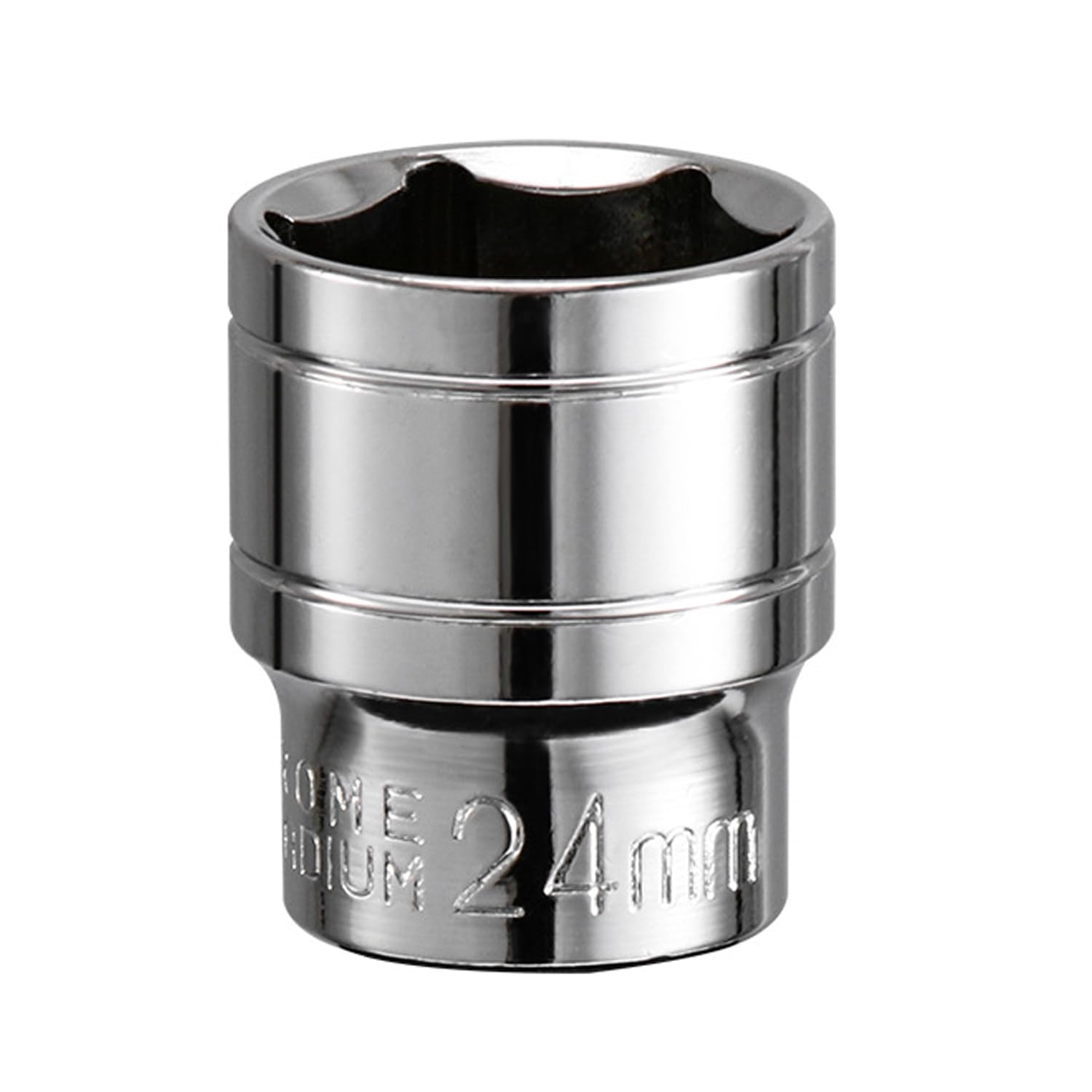 Youzzei 24mm 1/2 Inch Square Drive Socket, 6 Point Metric Socket, Polishing Chrom Vanadium Alloy Steel 24mm Sockets 1/2" Drive for Car Repair Mechanical Maintenance Home Use