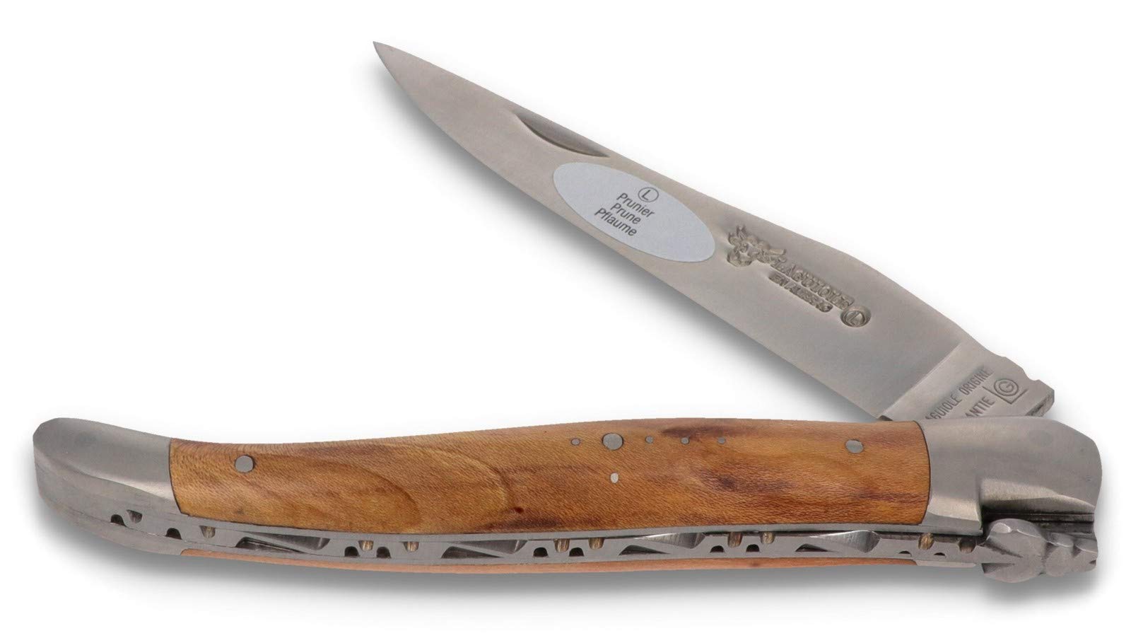 LAGUIOLE en Aubrac Taschenmesser 12 cm L0212PRIF Griffschalen Pflaumenbaum, Klinge und Backen matt