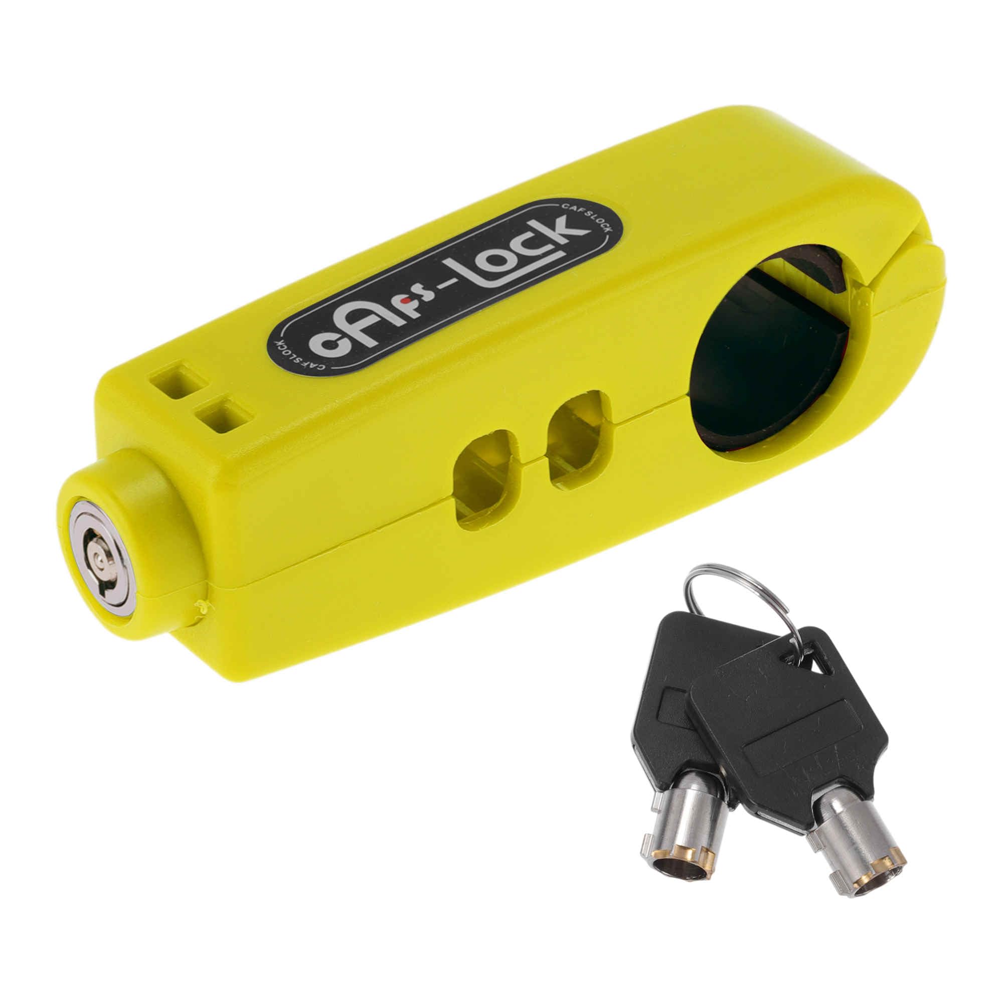 A ABSOPRO Serratura Per Manubrio Moto Universale Per Scooter Bici Manopola Acceleratore Gialla Rotonda Serrature Anteriore Freno E Frizione Antifurto 1 Pezzo