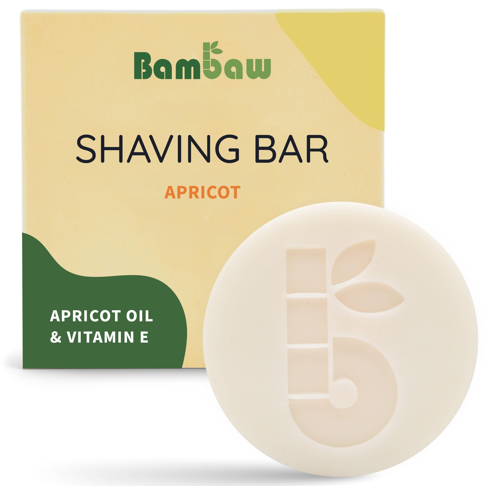 Bambaw | Shaving Bar for Women | 80g | Apricot Oil & Vitamin E Natural Soap Bar | Vegan Shave Soap for all Skin Types | Apricot Shaving Block