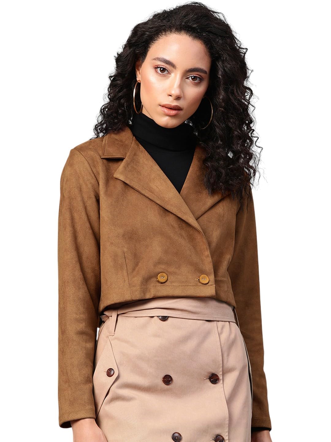 sassafras Brown Suede Crop Blazer-picture-50