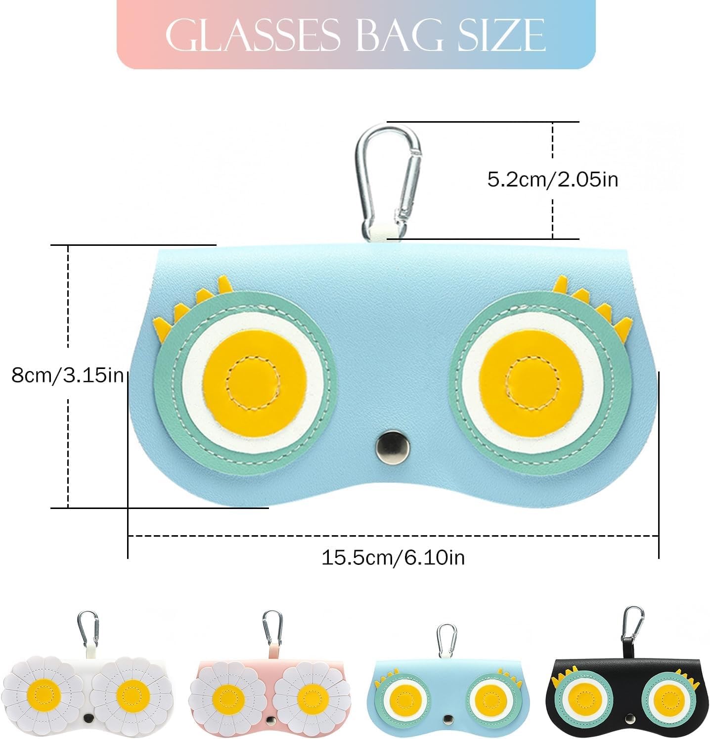 AUGEN Cute Sunglasses Organizer Case Hanging Leather Eyeglasses Bag Ornament Charms for Hand Bags Sunglasses Bag Hook Pendant Sunglasses Organizer (Owl) - Image 6 thumbnail