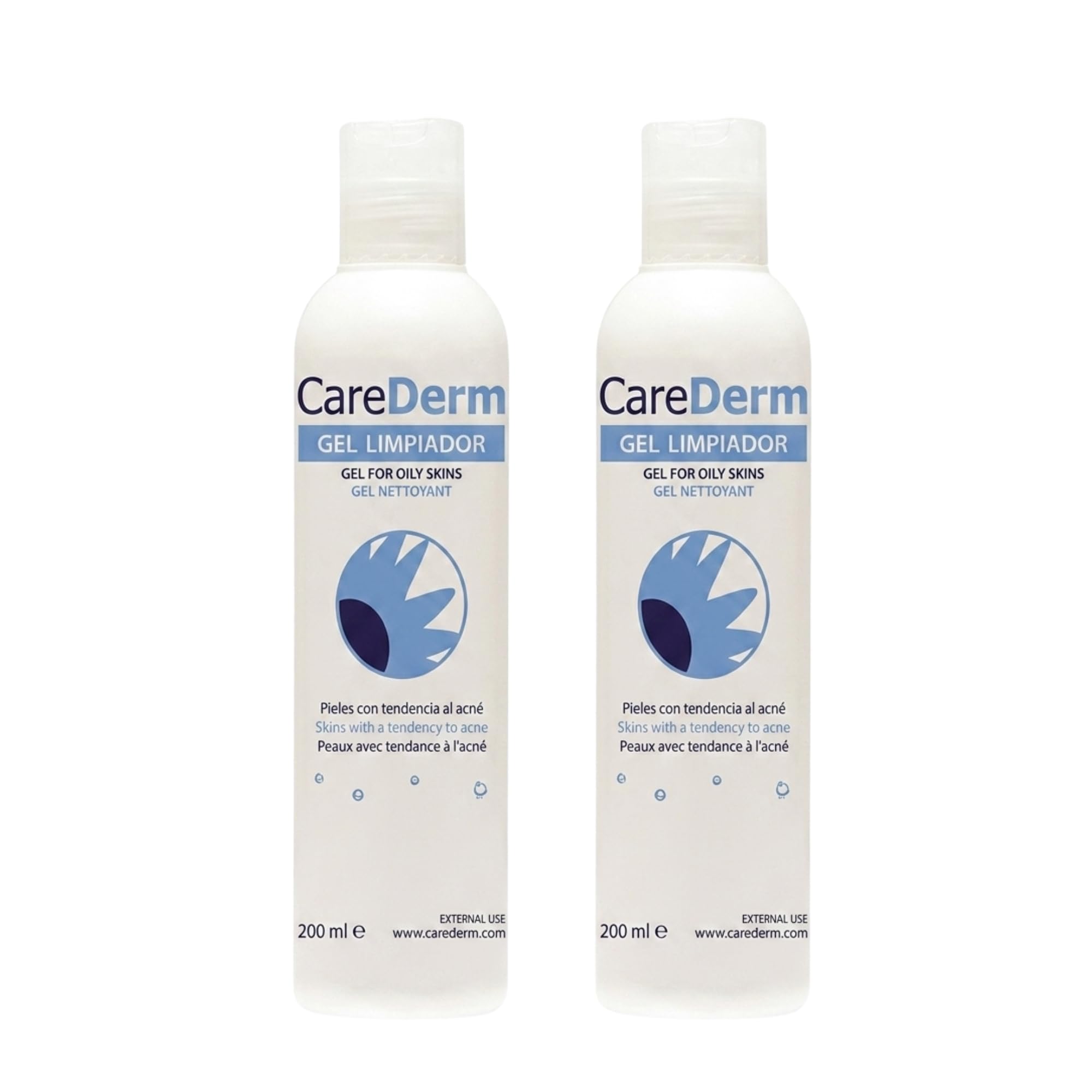 Carederm Gel Cleaner Pack | Żel do mycia twarzy dla skóry tłustej, trądziku i łojotoku | z aloesem | nagietek, Echinacea i rumianek, głębokie oczyszczanie, działanie seborulacyjne (X2)