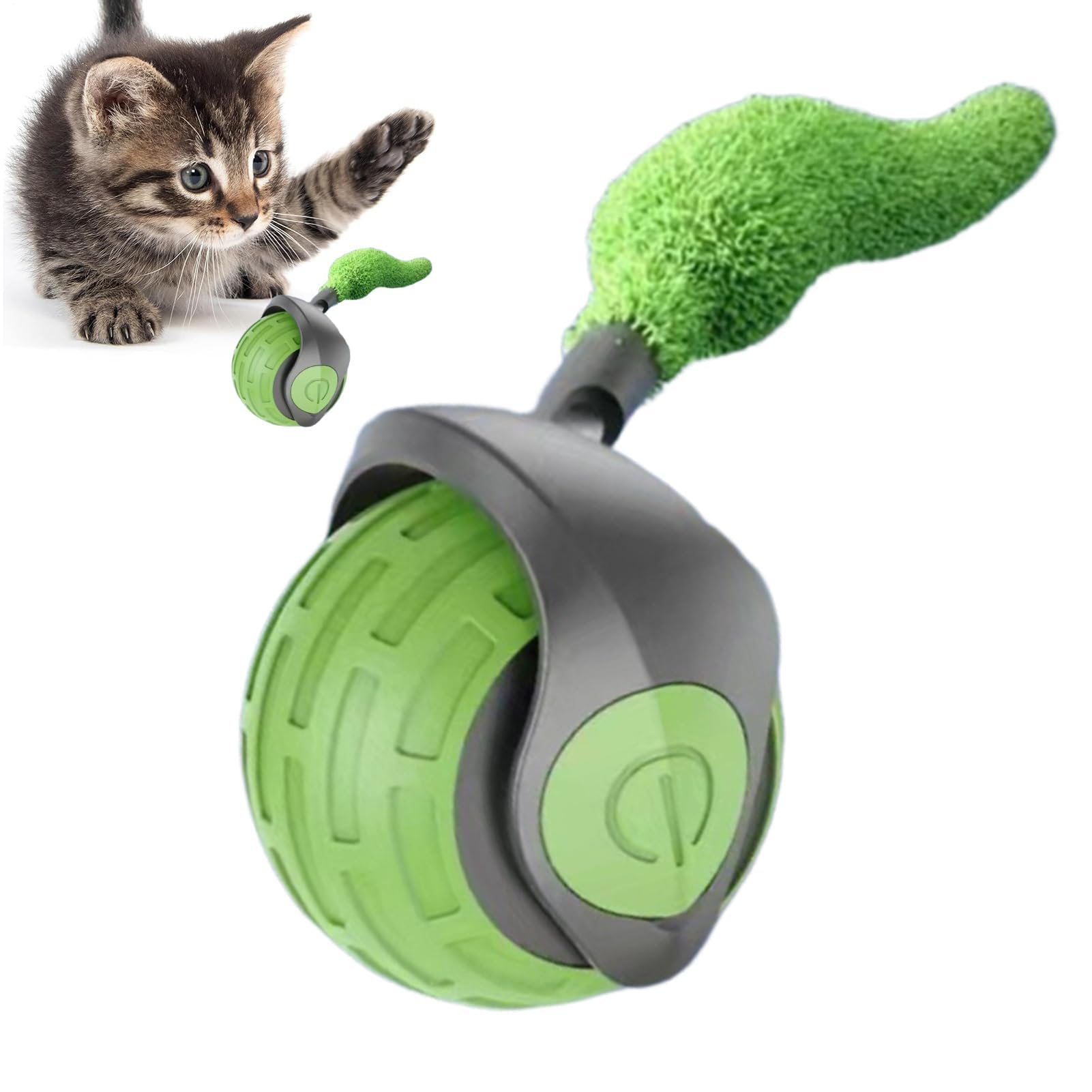 Juguetes para Gatos， Juguete automático de Bola rodante for Gatos con Ajuste 2 velocidades, Suministros estimulación for Gatitos y Mascotas(Green)