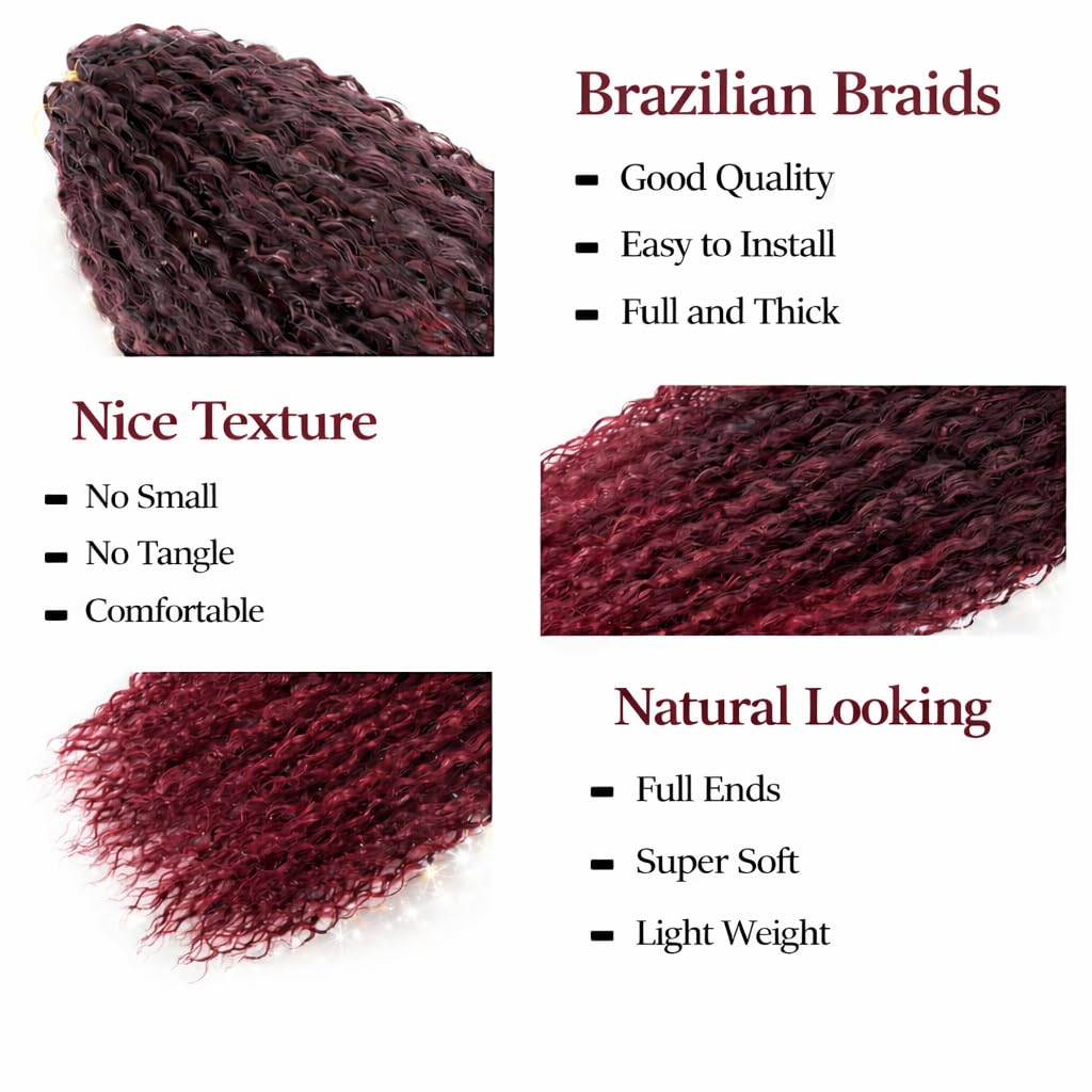 Brazilian Curly Hair Boho - extension per trecce a crochet capelli dall’ aspetto naturale - Kanekalon Premium 600 grammi divisi in 5 pezzi + cuffia da notte in raso in omaggio (T-BUG, 60cm 24")
