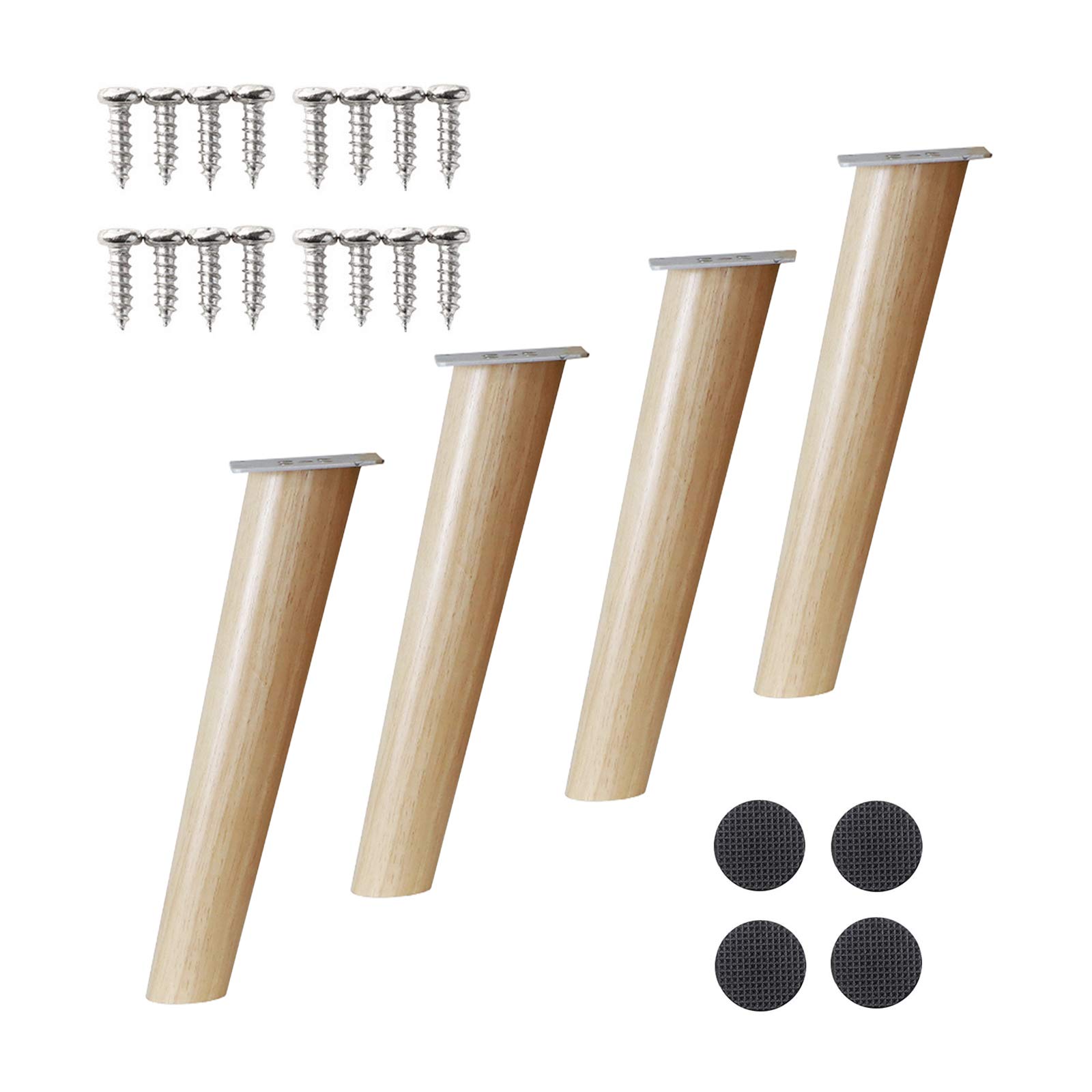 4 stuks houten meubelpoten houten bankpoten kastvoeten schuin taps toelopende houten tafelpoten voor salontafel houten banken kasten met schroeven montageplaat (8 cm (3,1 inch