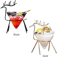 Vista 7 de Firlar Juego de 2 vasos de Martini, juego de entretenimiento de vidrio y metal, vasos de cóctel creativos de 5.4 onzas con soporte de cervatillo