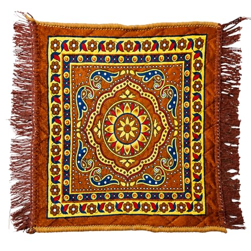 Image of BENAVJI Traditional Floral Printed Carpet Rug for Living Room | Soft Floor Mat with Decorative Tassel Border | Anti-Skid Multipurpose Area Rug for Bedroom, Hall & Home Decor Pack of 3