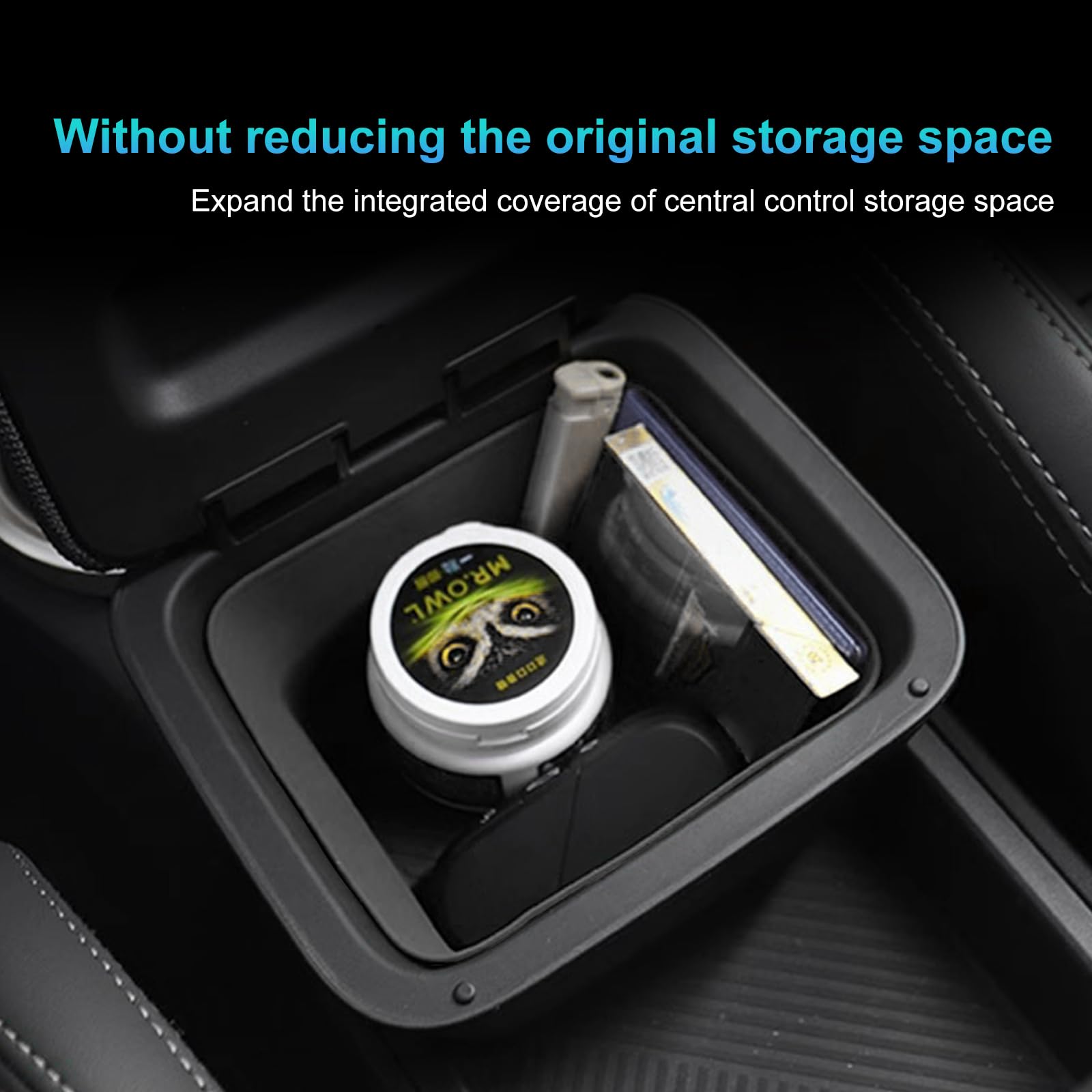KUNGKIC Pour Mini Countryman U25 2024 2025 - Boîte de rangement pour console centrale en silicone - Support pour accessoires Mini (Noir)