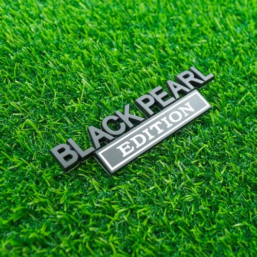 Image of Pair Set Black Pearl Edition Emblem 3D Letter Fender Tailgate Badge Decal Sticker Nameplate for Universal Vehicle, Car, Truck, SUV Motorcycle Accessories (Black White)
