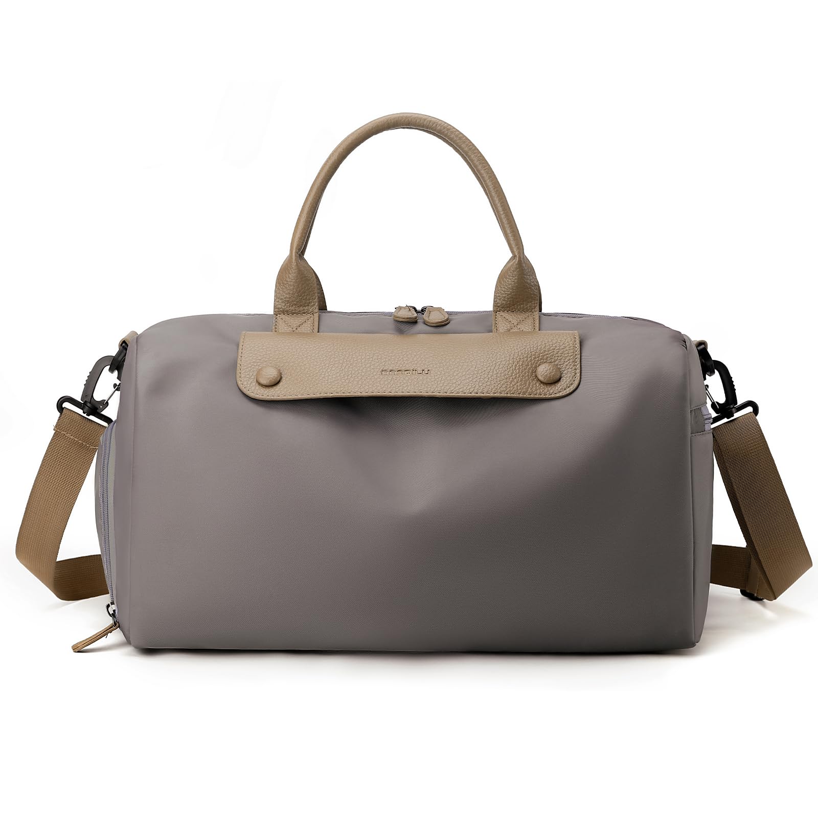 Outplea 20L Travel Duffle Bag with Shoes Compartment & Wet Pocket, Waterproof Gym Bag for Men Women, Small Holdall Bag for Overnight Weekender Hospital, Carry on Hand Luggage, Khaki