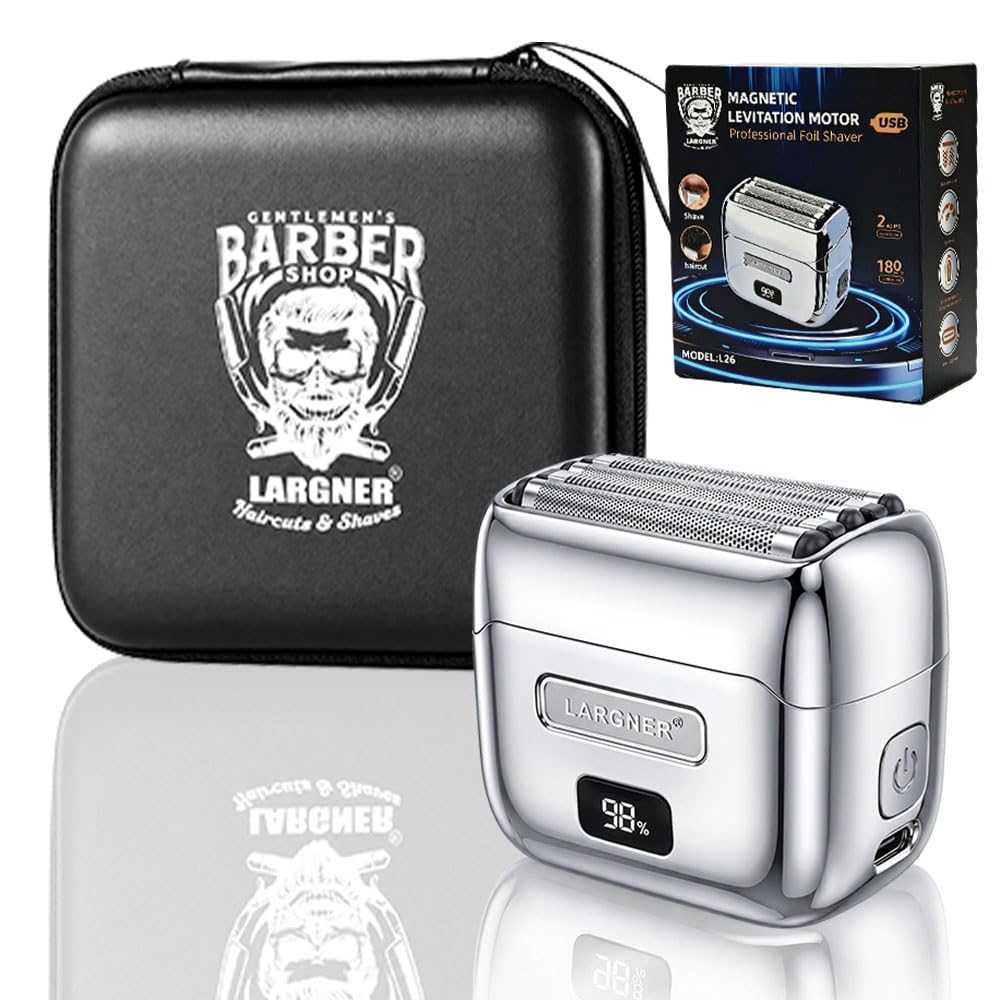 Rasoir en aluminium pour homme - 5 lames flottantes - 14 000 tr/min - Moteur à lévitation magnétique - Rasoir électrique entièrement en métal pour homme - Étanchéité IPX7 - Humide/sec - Rechargeable