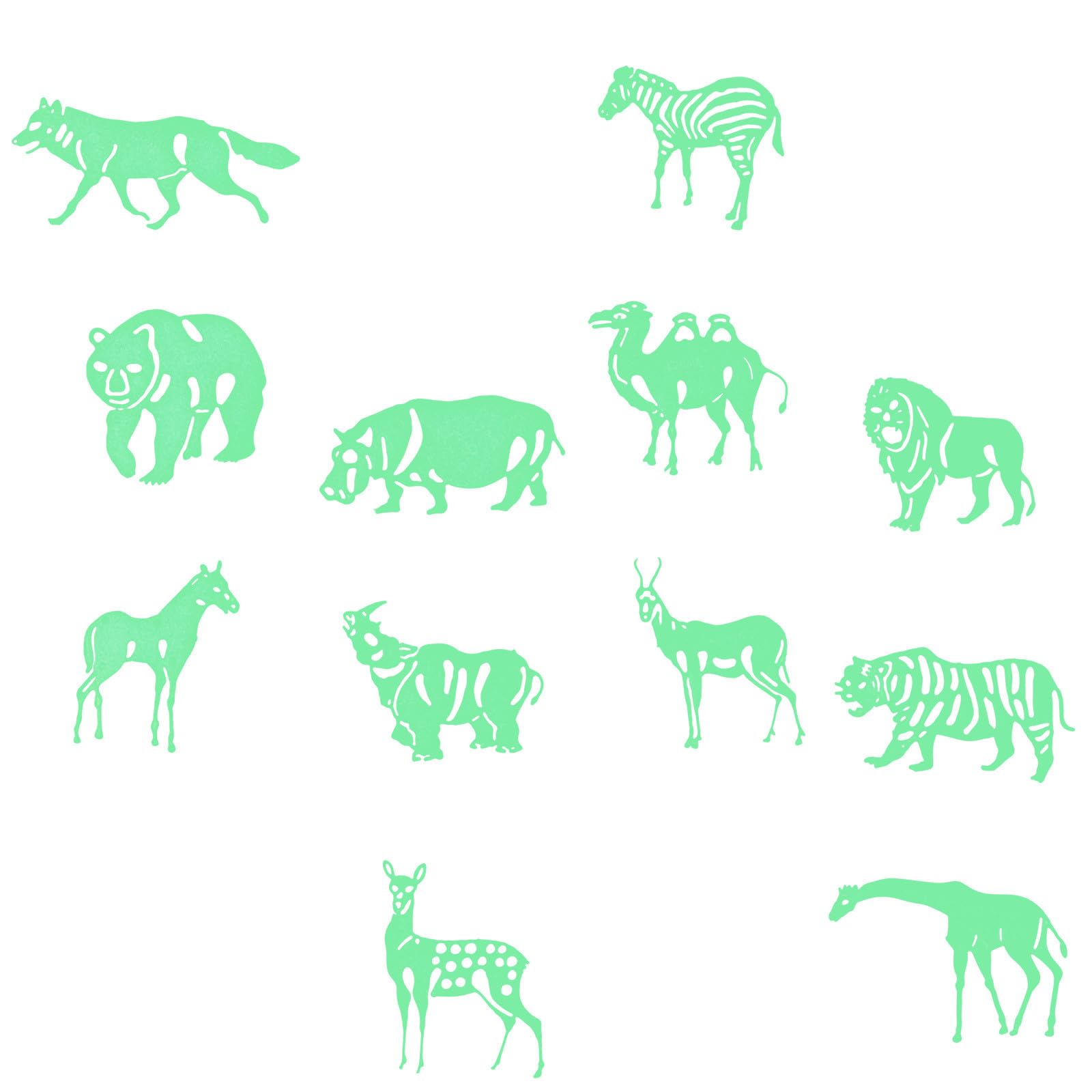 FOYTOKI 60pcs Green Creature Shape Glowing Wall Stickers Plastic Material Easy to Remove Luminous Wall Decals for DIY Decoration in Nursery Or Bedroom