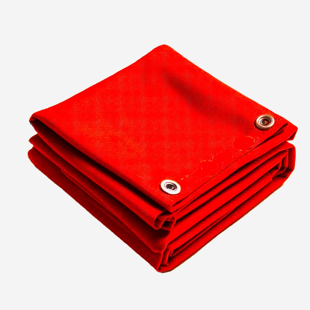 UK Eco Green Canvas Heavy Duty Cotton Tarpaulin Cover Boat Log Store Roofing Sheets (Red, 3m x 3m (9.84 x 9.84ft)) — image 1