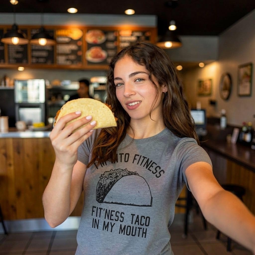Womens Fitness Taco Funny Gym T Shirt Cool Humor Graphic Muscle Tee for Ladies