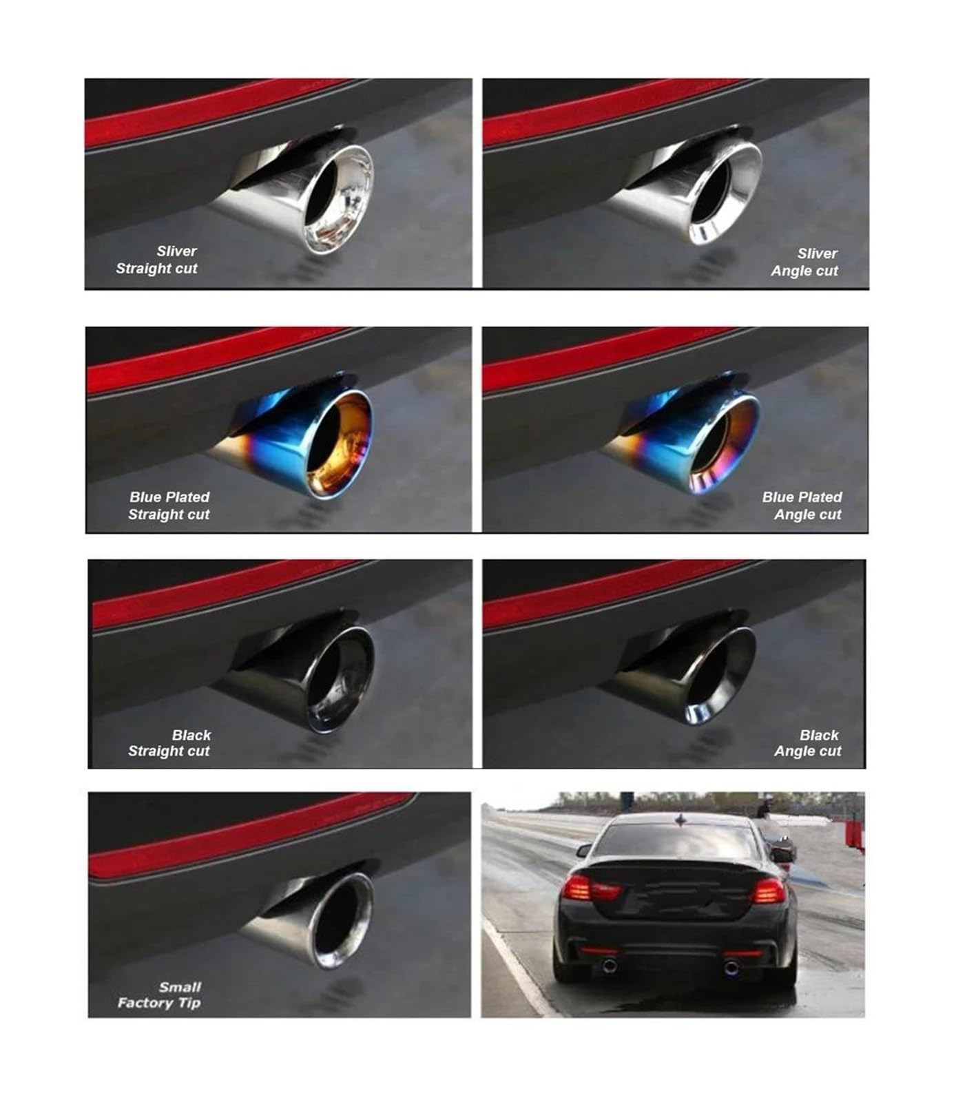 2x Edelstahl Auspuffblenden Schwarz Für BMW F20 F30 F32 - 60mm Einlass