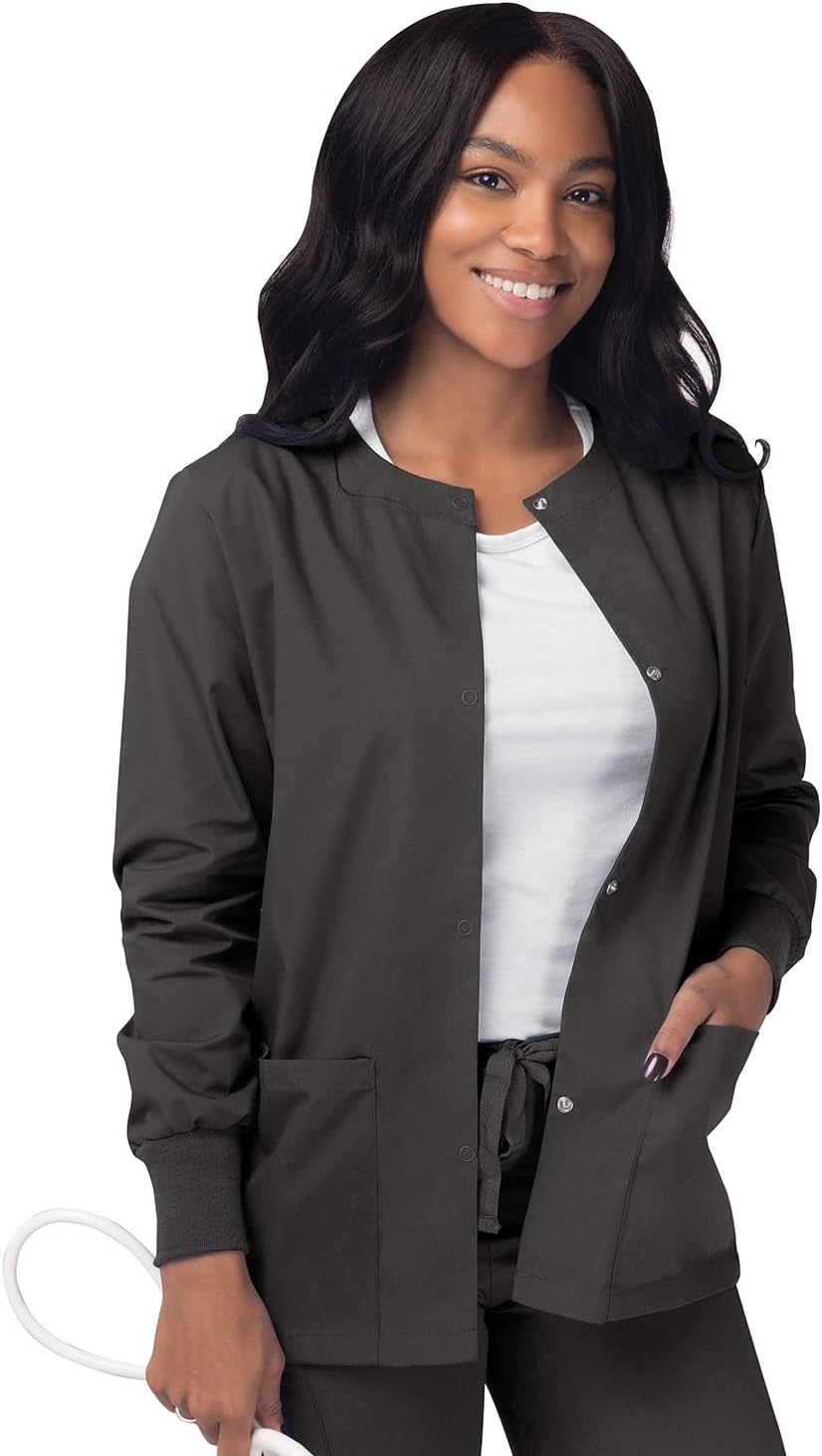 Women's Scrubs Warm-Up Jacket/Front Snaps - Round Neck