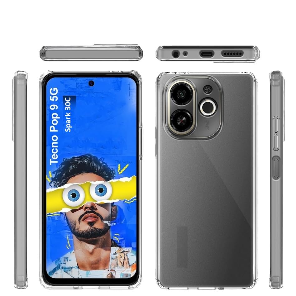 Image of COVERBLACK Flexible Rubber Case Back Cover for Compatible Model with Tecno Spark 30c / POP 9 5G - Transparent