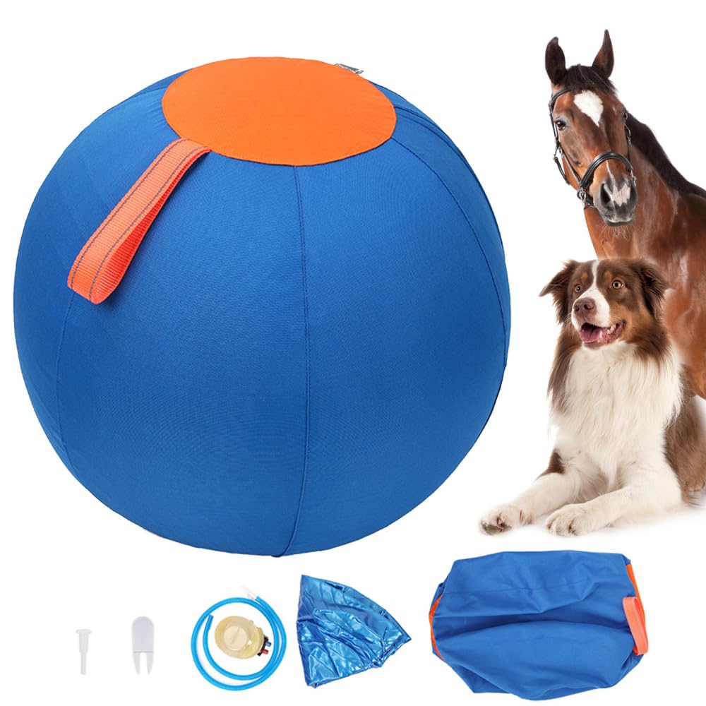 DONGKER Balle D'élevage de Chiens de 18 Pouces,Balle Gonflable pour Chevaux et Chiens a Haute Élasticité avec Poignée pour Chiens et Chevaux de Petite,Moyenne et Grande Taille