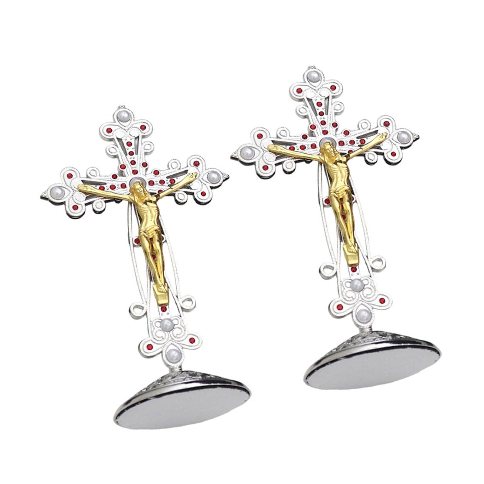 Hsioluted Catholic Crucifix Standing Crosses, Jesuses Christs Table Ornament Home Decors Realistic Finish Religious Gift Standing Crosses Decors