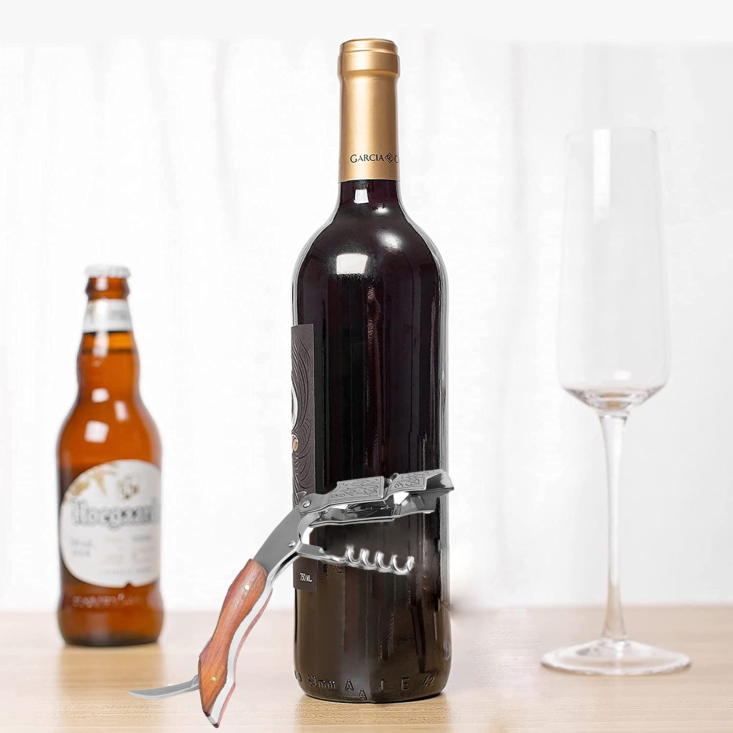 Cavatappi Professionale Portatile Vino, Apribottiglie di Qualità per Sommelier e Camerieri e Baristi, Cavatappi multifunzionalee Bottigliaaccessori, Adatto per Cucine, Picnic, Bar...