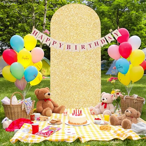 Image of Graduation Arch Cover 7.2Ft Gold Spring Arch Backdrop Cover Chiara Backdrop Cover Balloon Arch Cover Fabric for Wedding Baby Shower Birthday Party Photo Decor