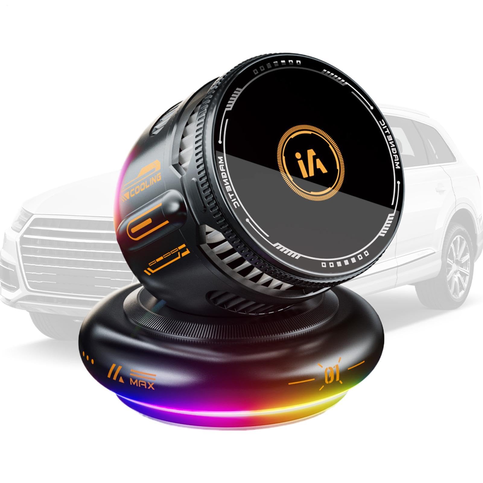 Supporto Telefono Auto Caricatore Wireless Raffreddato 15W Rotante 360° | Supporto Auto con Ricarica Wireless Per SUV, Camper, Berlina, Veicoli, Casa, Ufficio, Scrivania E Comodino