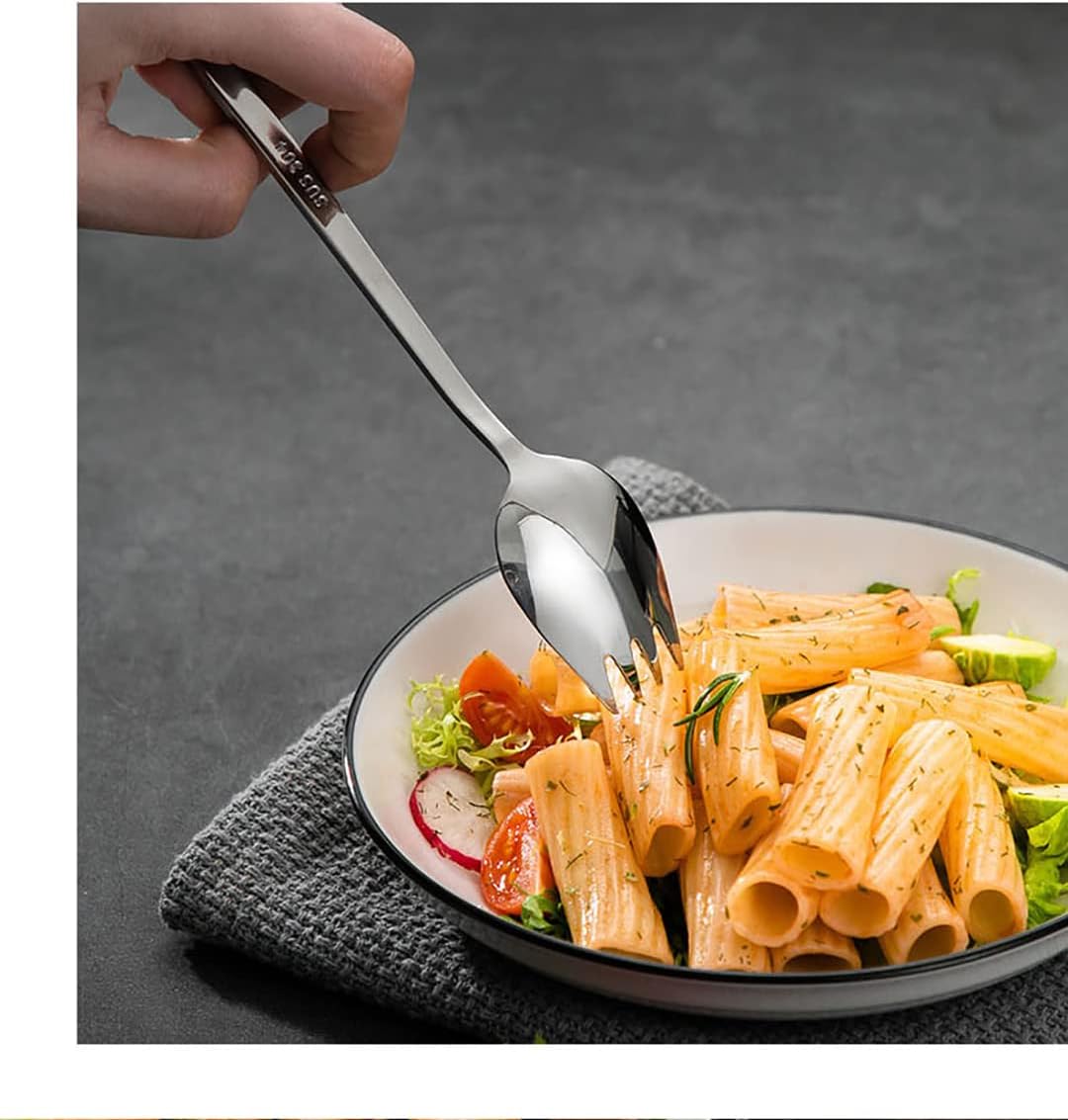 70% оƒƒ Evеrуthіng Salad Forks, AXIAOLU 6-Pack 18/10 Stainless Steel Sporks, 7.5-Inch Long Handle Dinner Fork for Ice Cream Scoops and Fruit, Desserts, Pasta, Etc.