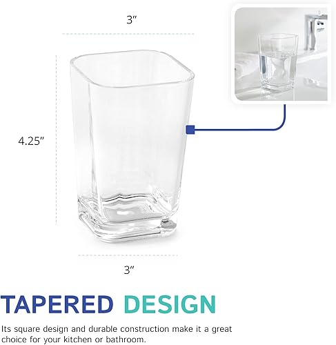 Miniatura 4 de Huang Acrylic Soporte cuadrado transparente para cepillos de dientes o vaso de baño A prueba de roturas, elegante, duradero y moderno diseño